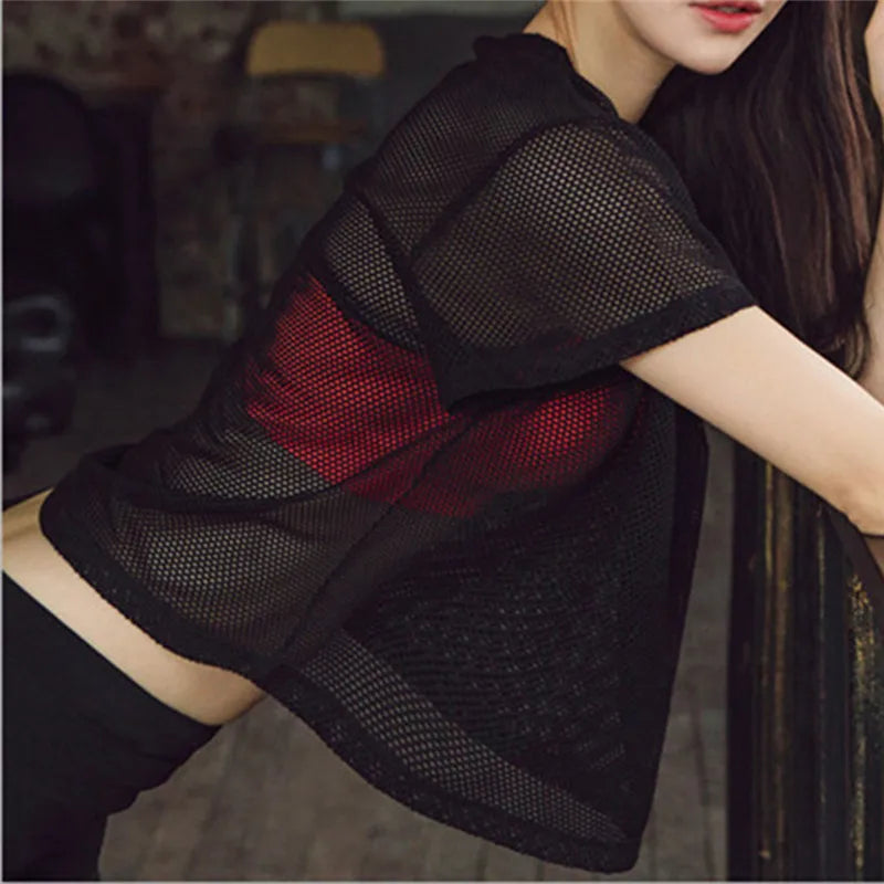 2025 Sexy Mesh Yoga Shirt Quick Dry Sport Fitness Female Running Shirt Gym Clothes Tank Top Workout Exercises T-Shirt Sportwear