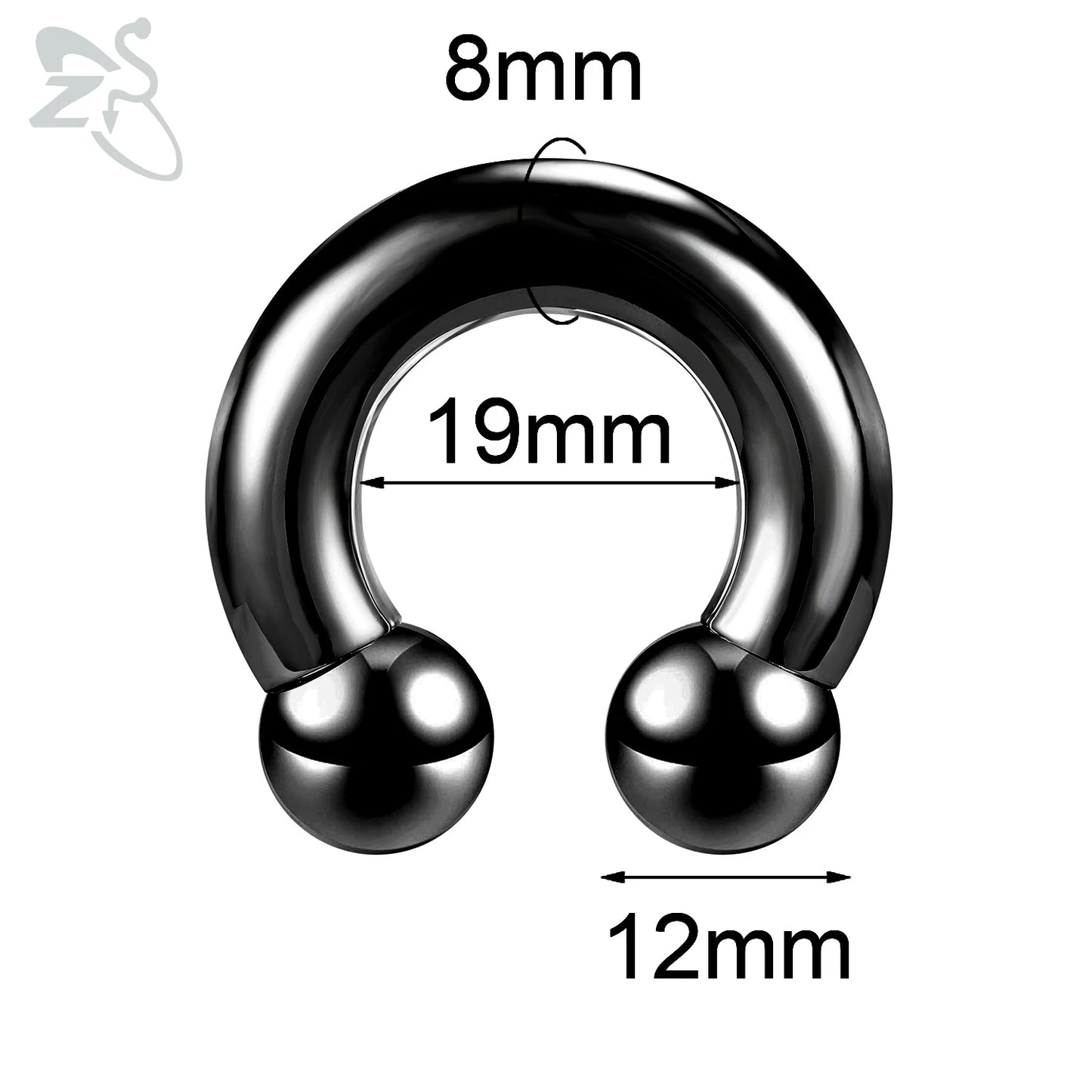 ZS 1 Piece 2/4/6/8G Black Color Stainelss Steel Horseshoe Nose Ring Men Punk Large Gauge Piercings Ear Expander Septum Piercing Style 11
