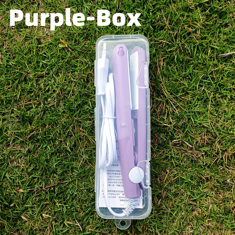 3 in 1 Hair Iron High Quality flat iron Straightening hot comb mini professional hair straightener & Curling Iron Styling Tools Purple-Box