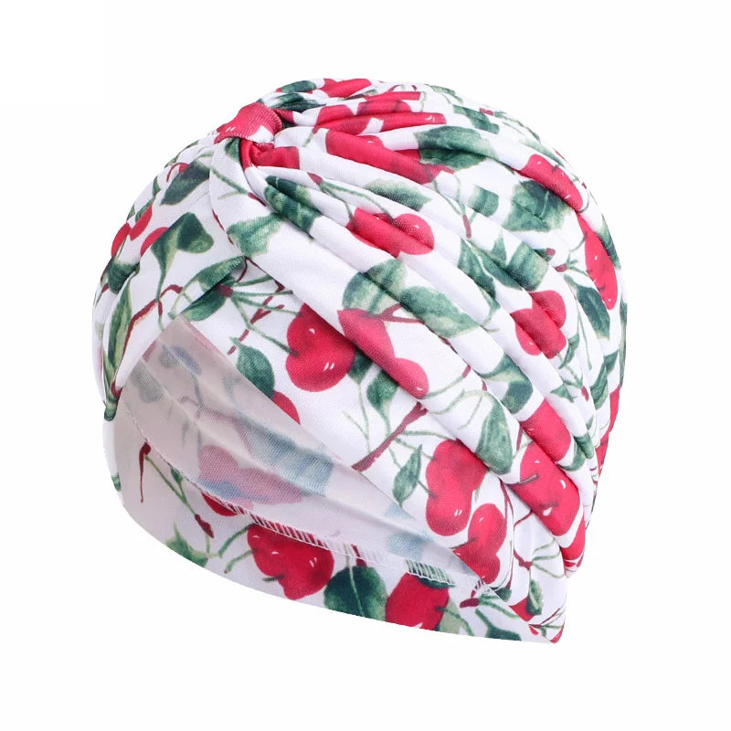 New Women Print Flower Knot Cancer Ruffle Chemo Hat Beanie scarf Turban Head Wrap Knitted Cap Hair Loss Accessories