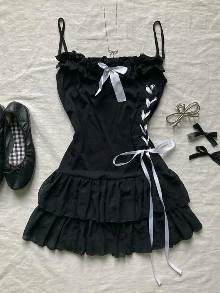 Y2k Clothes White Mini Dress Woman Clothing Gothic Dress Harajuku Party Dresses Graphic Rock Punk Goth Emo Short Women's Summer Gold