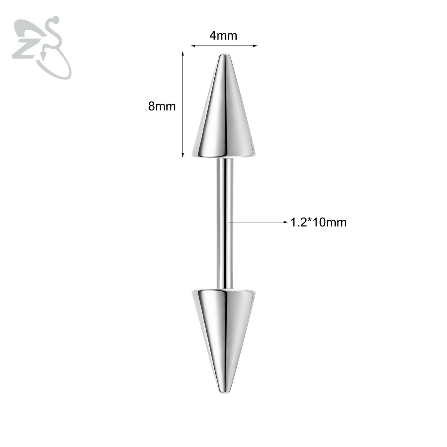ZS 1 PC 16G Stainelss Steel Eyebrow Ring For Men Women Long Spike Curved Nose Bridge Piercing 3 Colors Cone Lip Labret Piercings Style 1 10X4X8MM