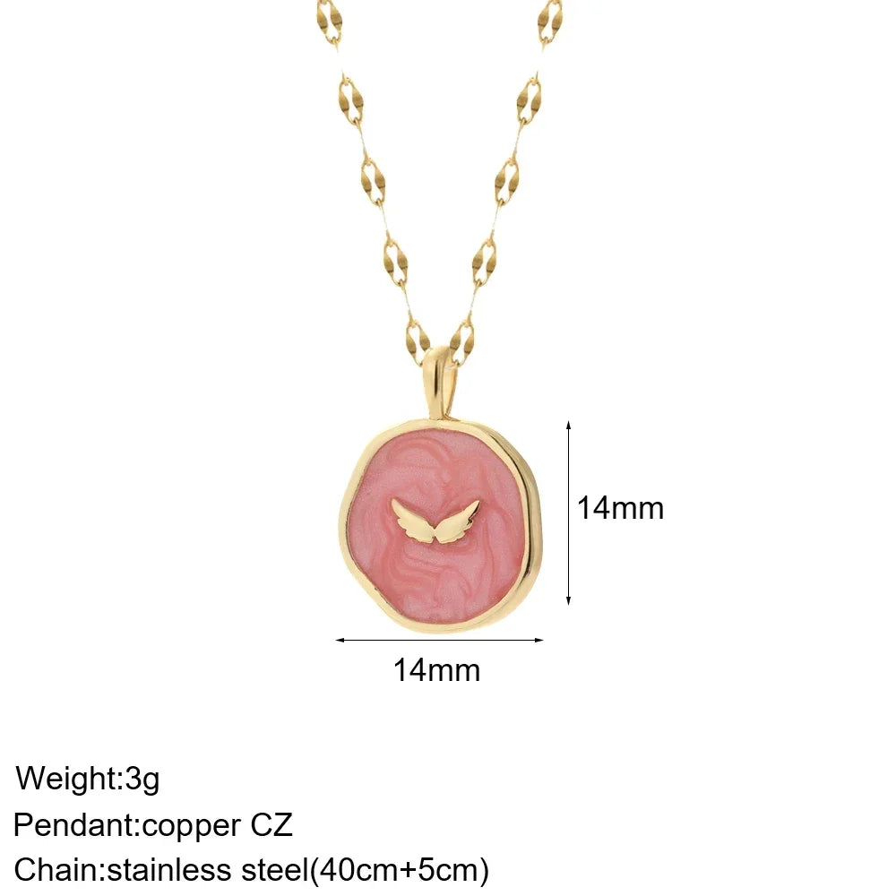 Heart Evil Blue Eye Sun Necklace for Women Cute Dog Bee Elephant Gold Color Pendant Woman's Collars Long Stainless Steel Chains NK008G2AC210152G1