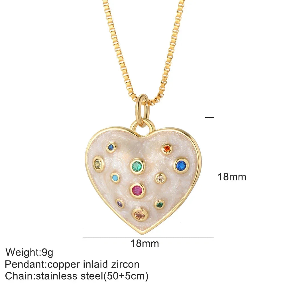 Heart Evil Blue Eye Sun Necklace for Women Cute Dog Bee Elephant Gold Color Pendant Woman's Collars Long Stainless Steel Chains NK008G5AC220089G3