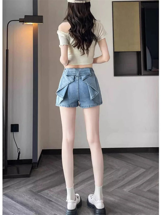 Women's Three Dimensional Butterfly Design Denim Shorts Cool Girl High Waist Mini Trousers Female Summer Sexy Hot Pants