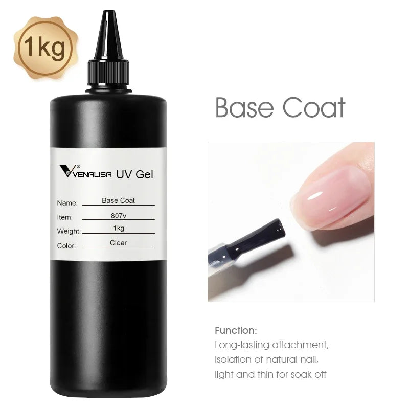 Venalisa Long Wear Tempered Top Coat Reinforce Gel Refill Package Soak Off UVLED Nail Gel Polish Big Volume 225g/30ml Base Gel 807v base coat 1kg
