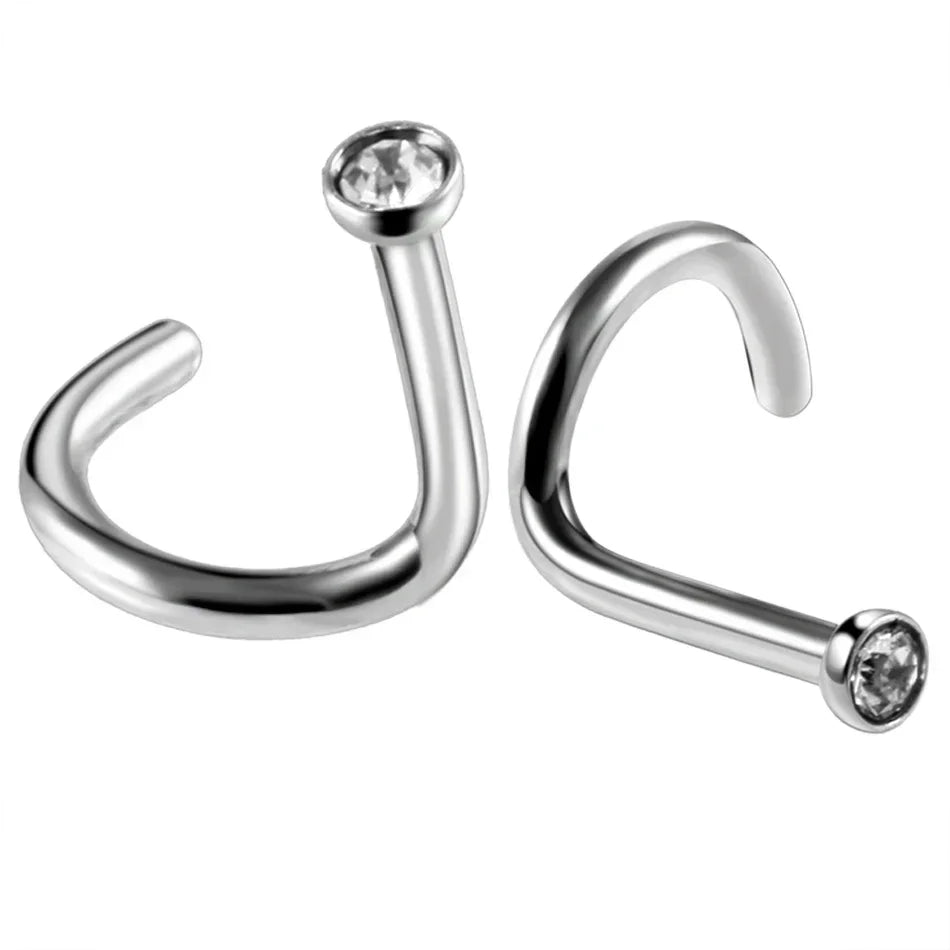 100Pcs/lot Surgical Steel Nose Piercing Stud Earrings Nostril Piercing Crystal Nariz Pirsing Nose Rings for Women Jewelry Gift