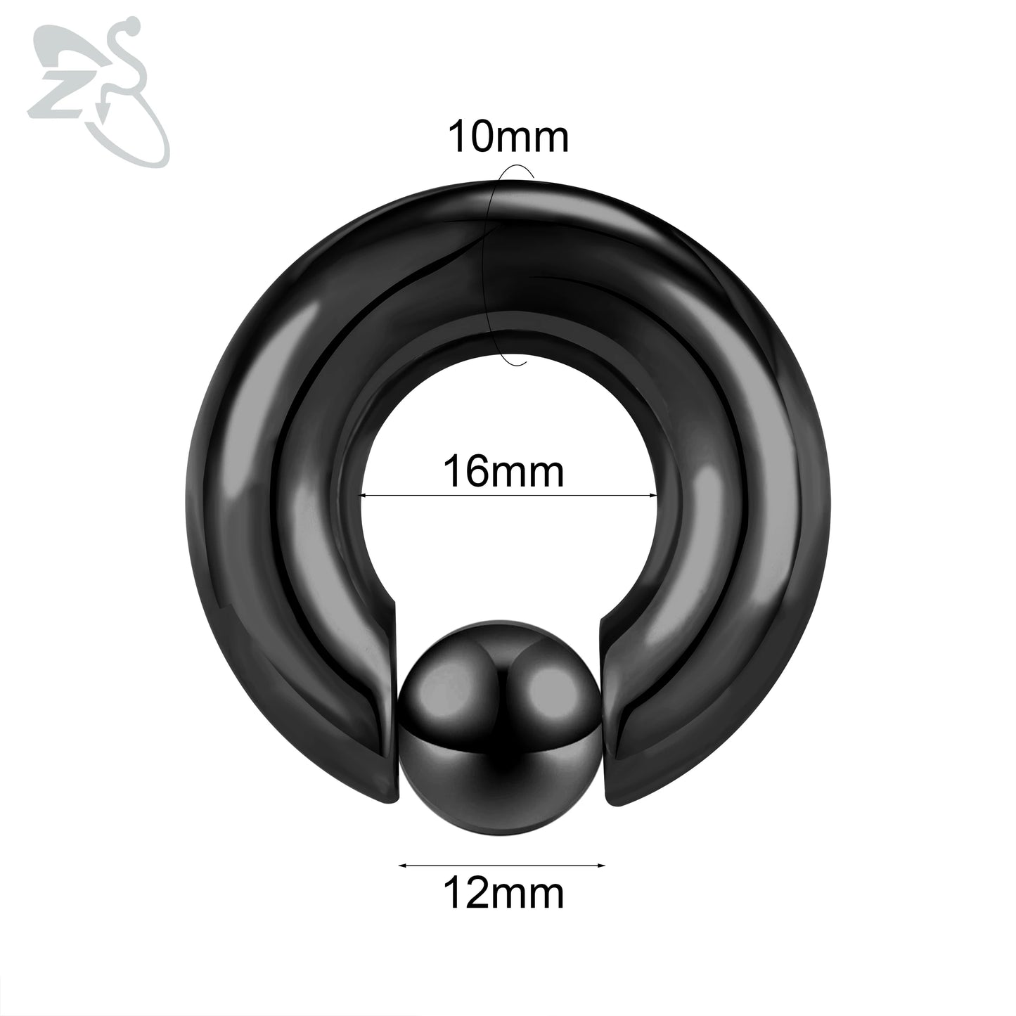ZS 1 Piece 2/4/6/8G Black Color Stainelss Steel Horseshoe Nose Ring Men Punk Large Gauge Piercings Ear Expander Septum Piercing Style 18