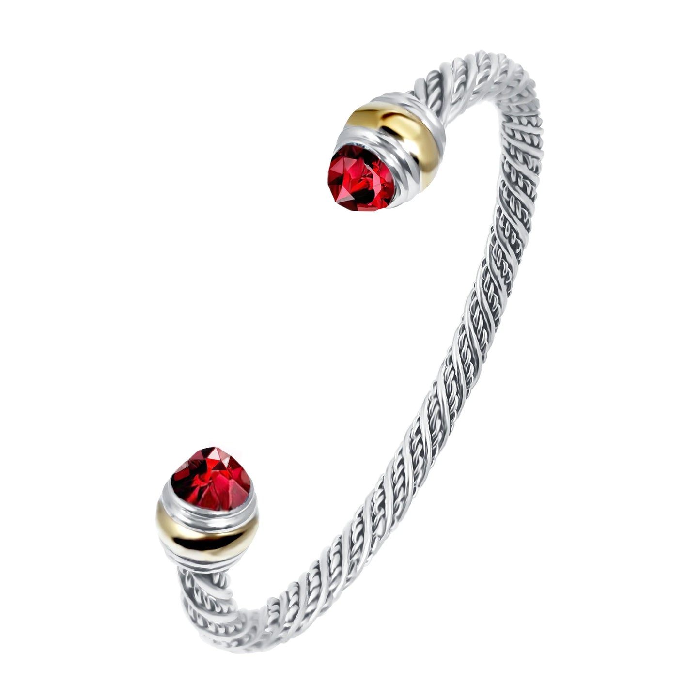 1PC Cable Bracelet for Women Gemstone Open Cuff Bracelet Bangle Bracelet Pearl Bracelet for Girls Best Gift for Women Friend Red Zircon