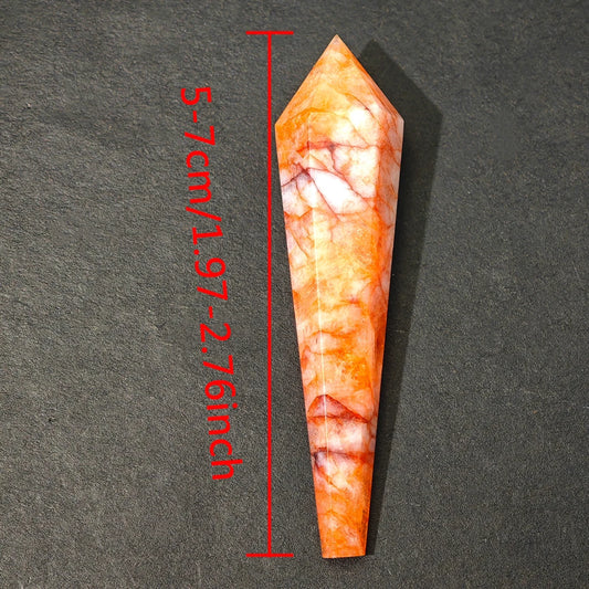 Natural Red Glue Flower Wand White Crystal Tower Home Decoration Rock Quartz Wand Single Point Polished Obelisk Healing Gift