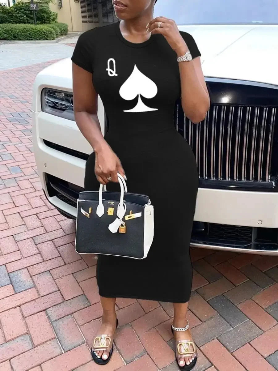 Women's Sexy Long Tshirt Short Sleeved Summer Plus Size Black Dress Black Print Tshirts dress Fashion White T-shirt Cas 26090