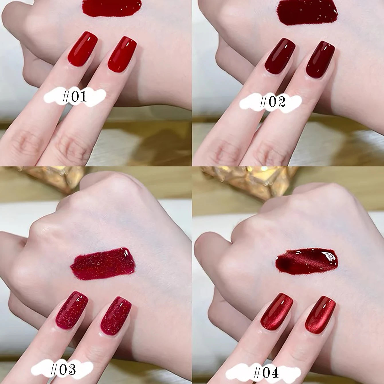 1-3pcs PSK 2025 New Whitening Purple Glass Beads Starry Crystal Nail Art Purple Glass Bead Cat Eye Gel Nail Polish Nail Supplies hongse1-4