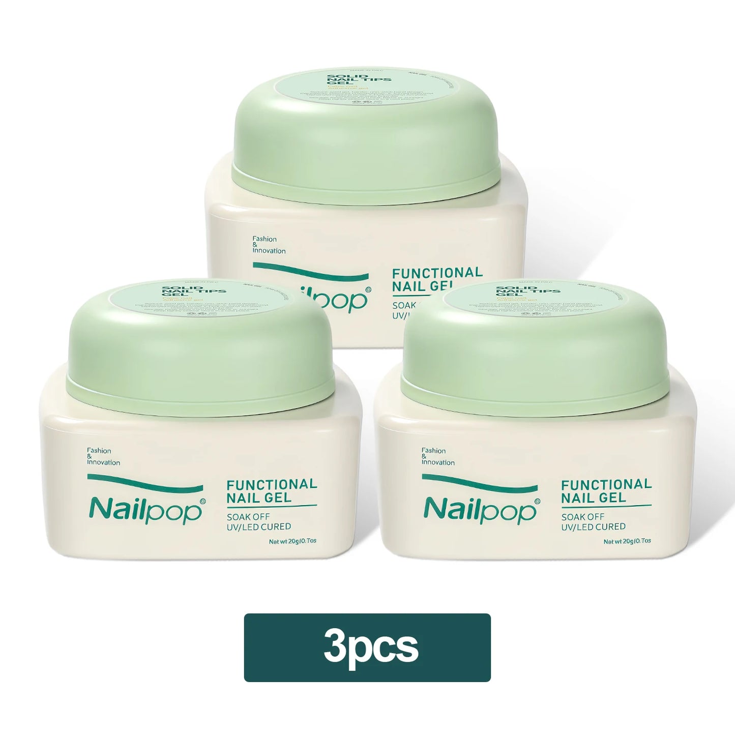 Nailpop Solid Nail Gel Glue for Press On Nails Strong Adhesive Clear Gel Tip Adhesive UV Gel Long-Lasting No Damage 20g (1/3pcs) Solid Gel 20g x 3pcs