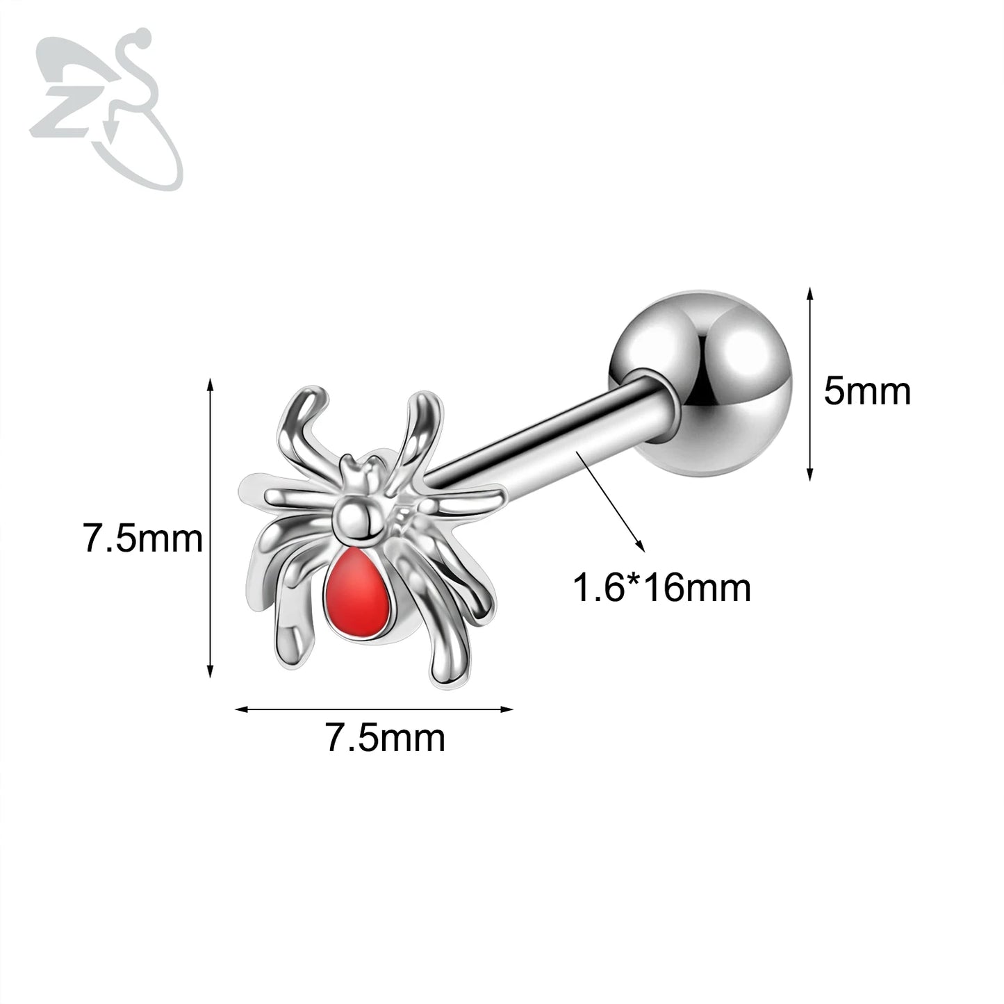ZS 1 Piece 14G Stainless Steel Tongue Piercing Ring Colorful Butterfly Bone Tongues Stud Punk Skull Snake Body Piercings Jewelry Style 9