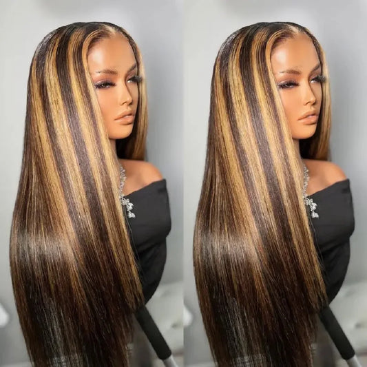 Hd Highlight Straight 13x4 Lace Front Wigs Human Hair Preplucked 360 Full Lace Wig Honey Blonde Colored 13x6 Lace Frontal Wigs