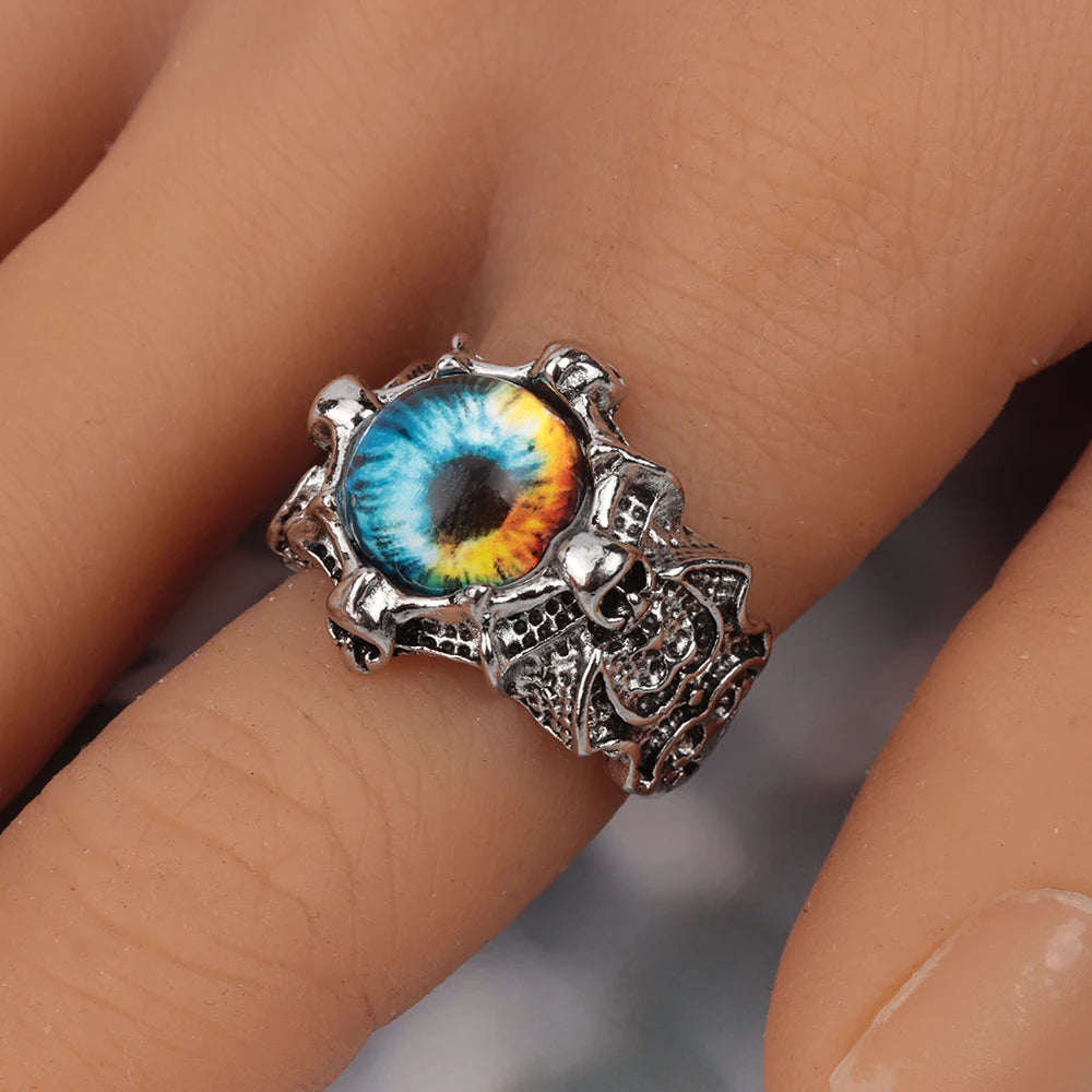 20 Pieces/Lot Vintage Punk Snake Rings for Women and Men Dragon Animal Devil's Eye Adjustable Mix Hip Hop Gothic Charm Jewelry
