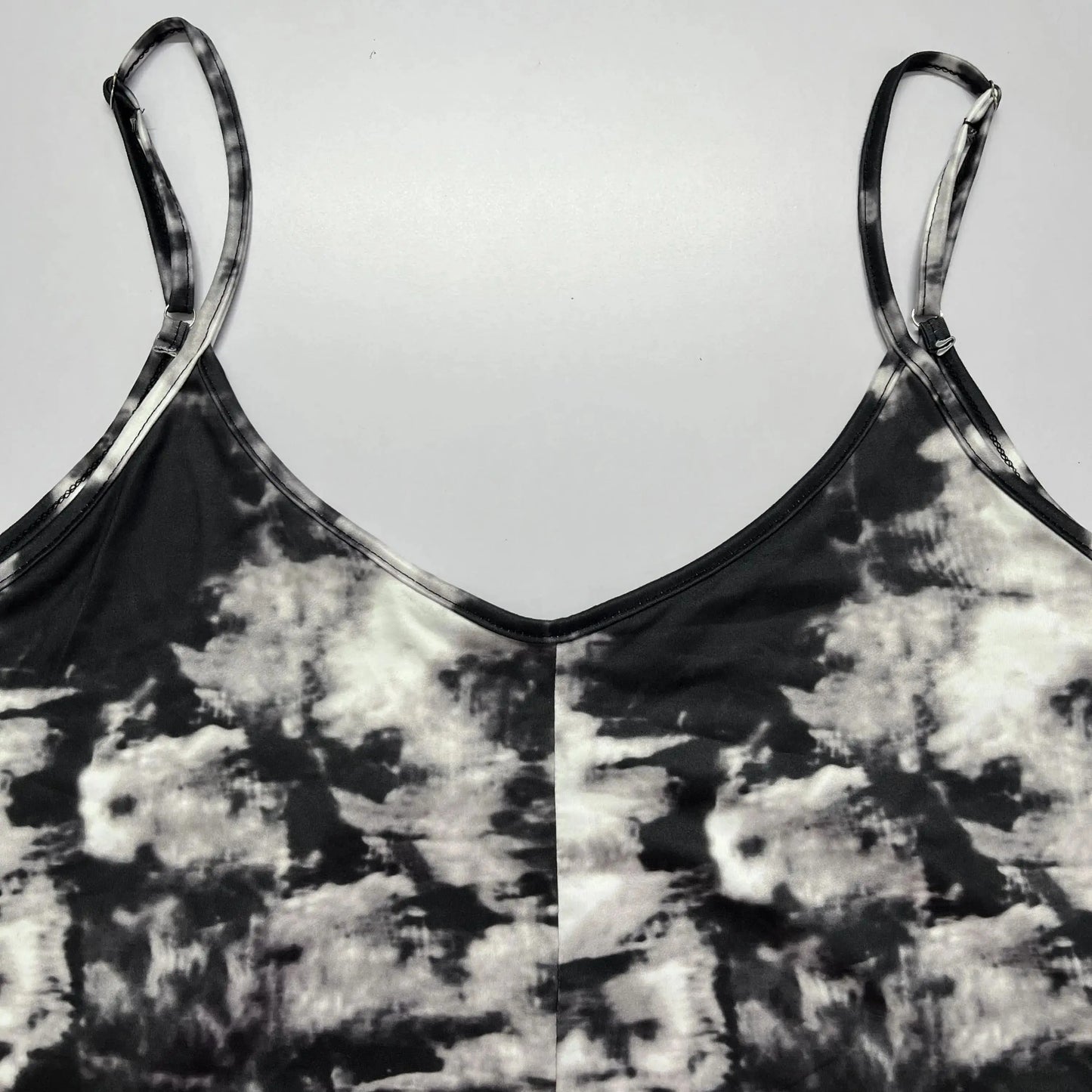 Spring and summer plus size suspender jumpsuit tie-dye print with pockets