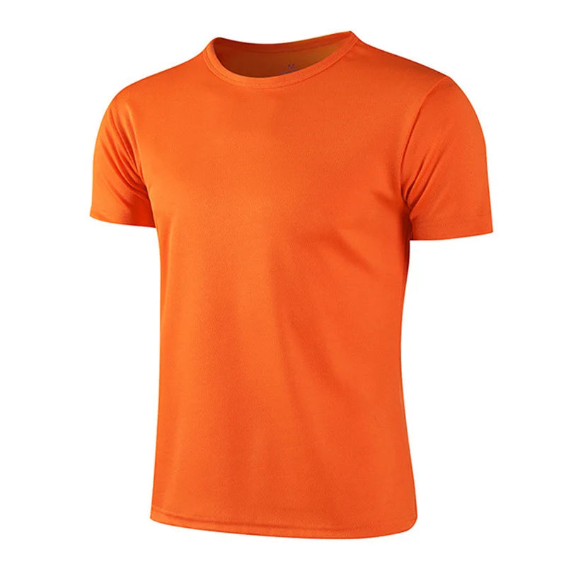 1pcs Men T-Shirts Running Shirt Boys Soccer Shirts Men's Jersey Sportswear Mens Jogging Quick Dry Compression Fitness Top clothe Orange Pack of 1