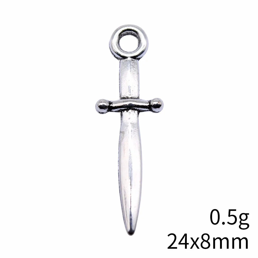 WYSIWYG 20pcs 24x8mm Antique Silver Color Sword Charms Pendant For DIY Jewelry Making Handmade Jewelry Craft Findings