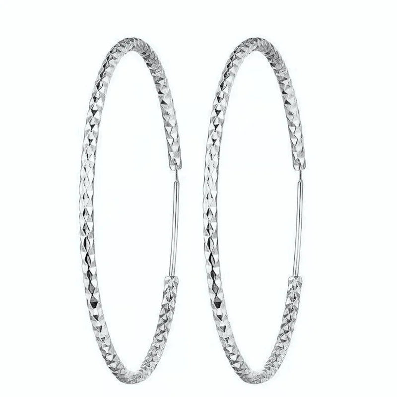 Senlissi - New Fashion 18k Gold Plated 925 Sterling Silver Women's Hoop Earrings 2.0mm Fashion Earring Rose Gold Cерьги Kольца 0