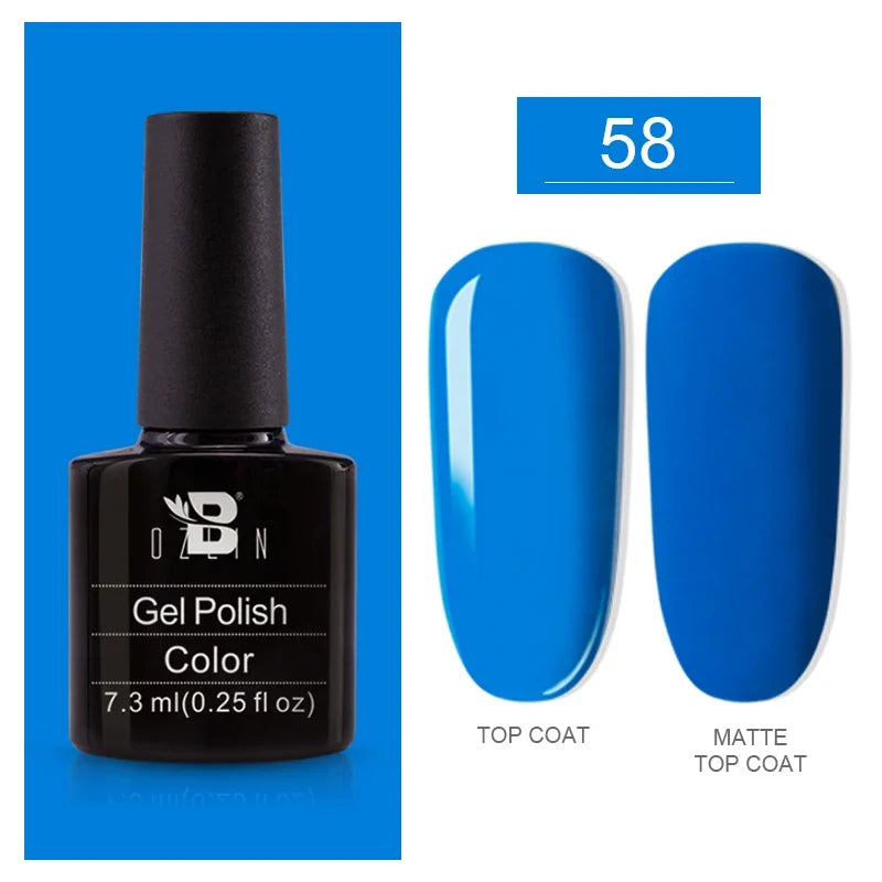 AWStorG15ml 2 IN 1 Crystal Top Coat Transparent Soak Off UV LED Nails Art Manicure Gel Nail Polish Varnishes Primer Function Gel 7.3ml color gel 58