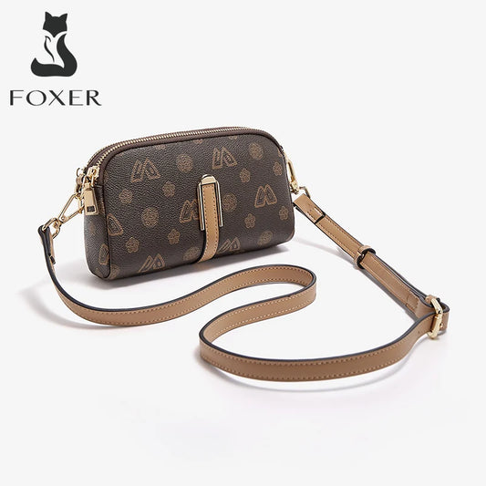 FOXER Women Small Crossbody Bag Shoulder Bag with Wrist Strap Lady Fashion Messenger Bag Mini High Quality Cellphone Purse