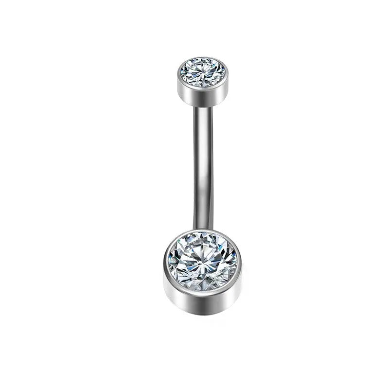 G23 Titanium Internally Thread Navel Piercing Jewellery Sexy Belly Button Rings 14G Navel Body Piercing CZ Beach Pendant Jewelry silver color 1.6mmx10mm