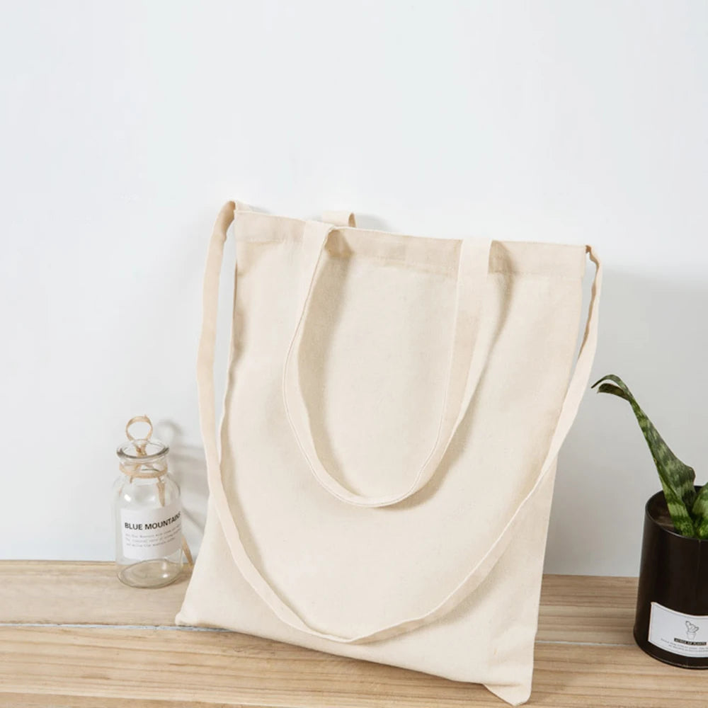 ISKYBOB Large Capacity Canvas Shoulder Bag Handbag Folding Eco Cotton Tote Bags Reusable DIY Painted Shopping Bag Grocery Bag