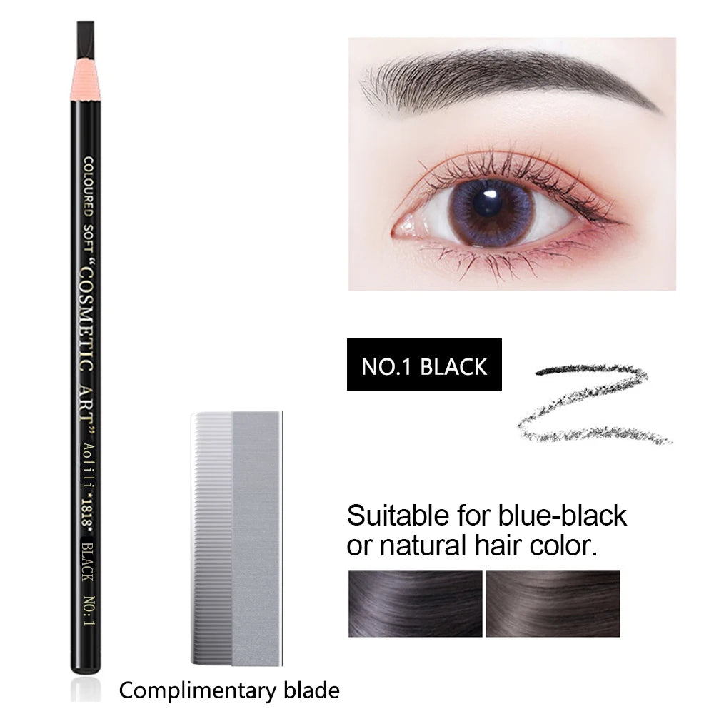 Eyebrow Pencil Waterproof Eyebrow Enhancers Long Lasting Brow Cosmetics Professional Makeup Brow Lift Feather Eyebrow Pencil NO.1 BLACK CHINA