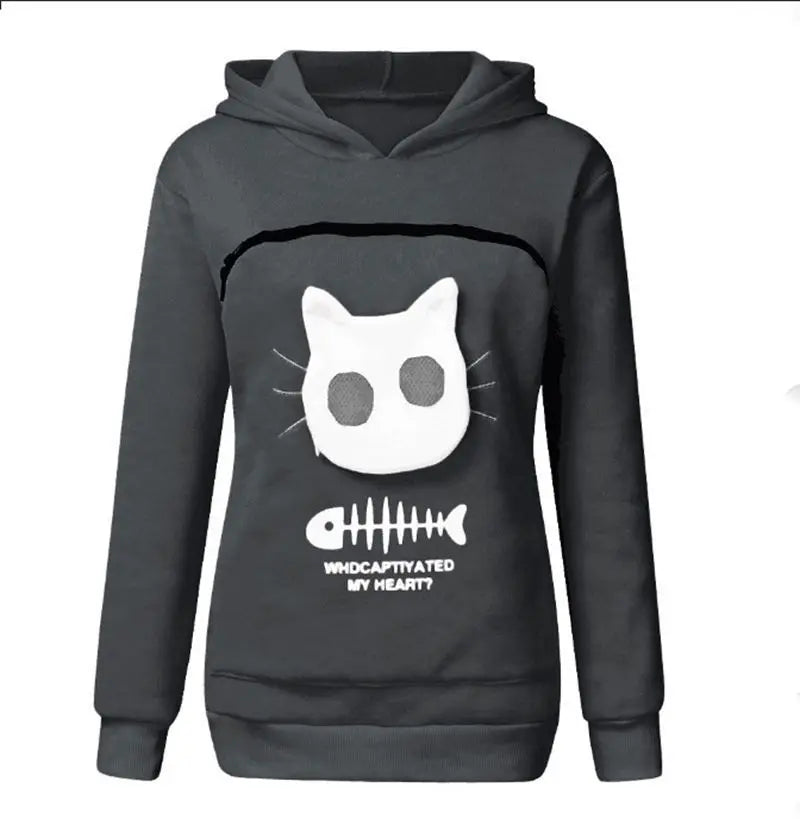 S-3XL Cat Lovers Hooded Sweatshirt Kangaroo Dog Pet Paw Dropshipping Pullovers Cuddle Pouch Fish Pocket Hoodie DG