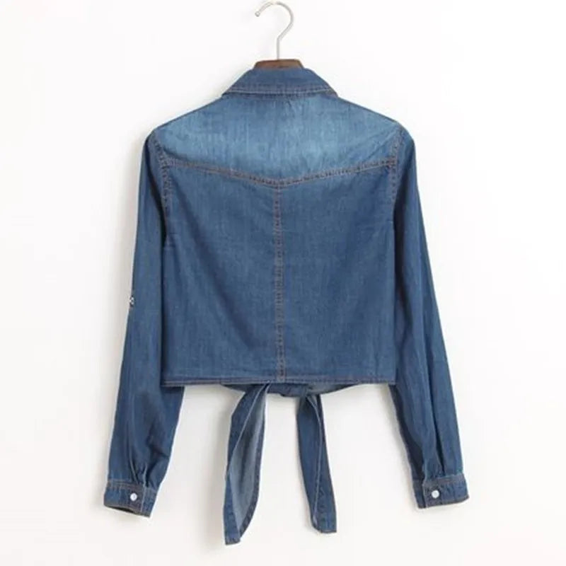 2023 Spring/Summer New Denim Jacket Women's Korean Casual Slim All-Match Short Crop Sleeve Short Sleeve Denim Button Up Top