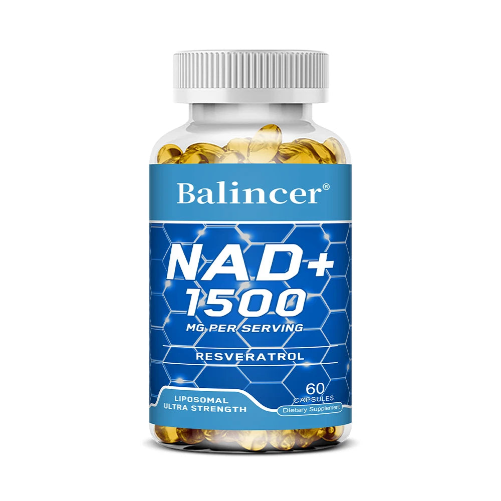 NAD+Supplements,with Resveratrol,Natural Energy Supplement,Support Cell Health,Anti-aging,Enhance Immunity-120 Capsules 60 count-1 bottle