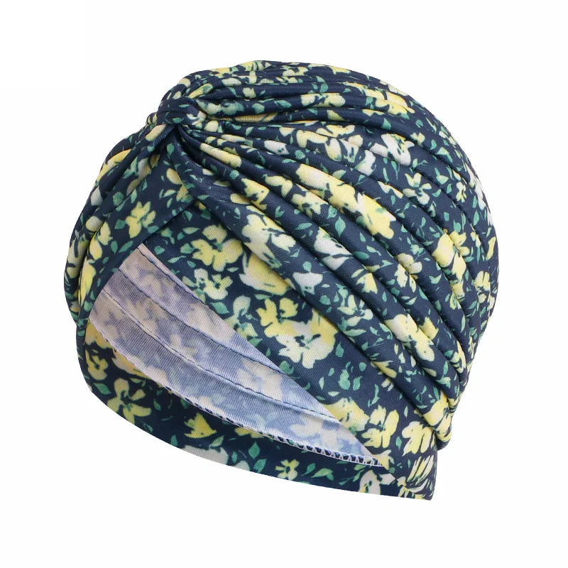 New Women Print Flower Knot Cancer Ruffle Chemo Hat Beanie scarf Turban Head Wrap Knitted Cap Hair Loss Accessories