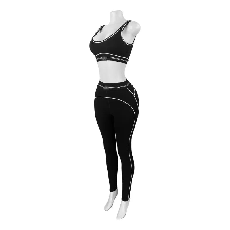 Fitness Women 2 Piece Set Sleeveless Tank Top Skinny Jogging Pants Matching Set 2025 Summer Popular Streetwear Sporty Tracksuits