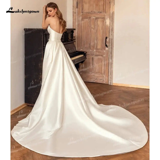 Lakshmigown Luxury Sweetheart Mermaid Satin Wedding Dress Detachable Skirt Backless And Zipper Woman Evening Dress For Wedding Badiee Stylez