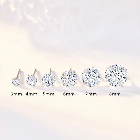 Crystal Zircon Real 925 Sterling Silver Earrings Channel Cubic Zirconia Silver Stud Earrings for Women Sterling Silver Jewelry