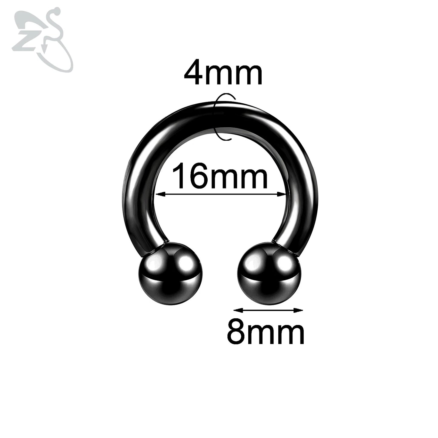 ZS 1 Piece 2/4/6/8G Black Color Stainelss Steel Horseshoe Nose Ring Men Punk Large Gauge Piercings Ear Expander Septum Piercing Style 5