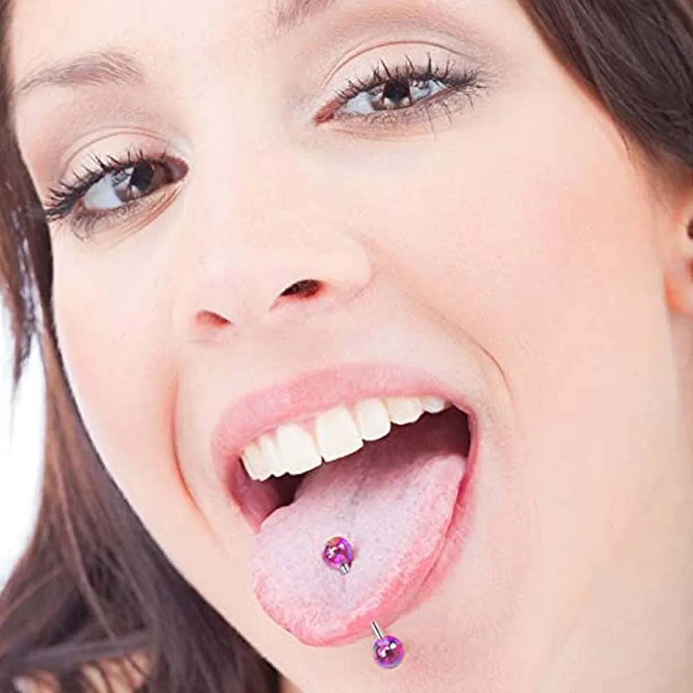 1PCS/4PCS Nipple Tongue Rings Straight Barbell 14G Stainless Steel Belly Button Rings Nipplerings Body Piercing Jewelry Purple