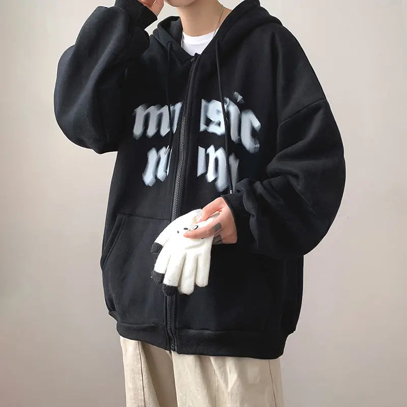 Y2K Rhinestone Cobweb Zip Up Oversized Sweatshirt 2022 Autumn Goth Hoodie Men Women Grunge Hooded Jacket Streetwear Y2K Clothing nz651-black