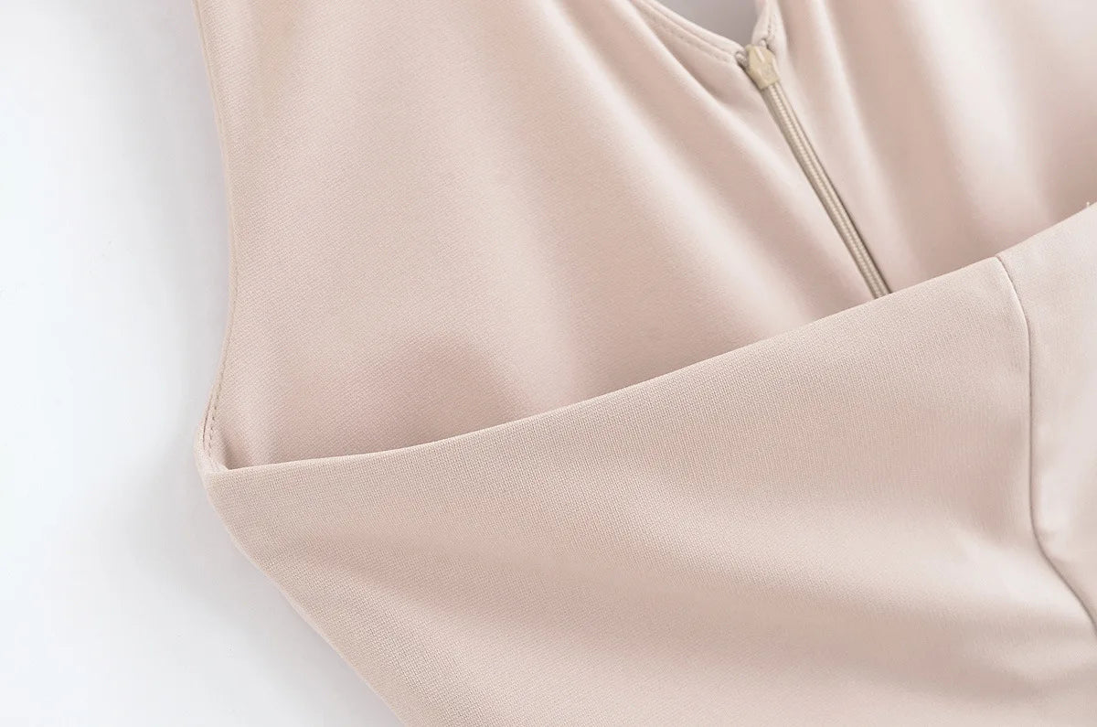 Women's tight jumpsuit summer new style beige backless slim flared pants sexy backless design fashionable personality Badiee Stylez