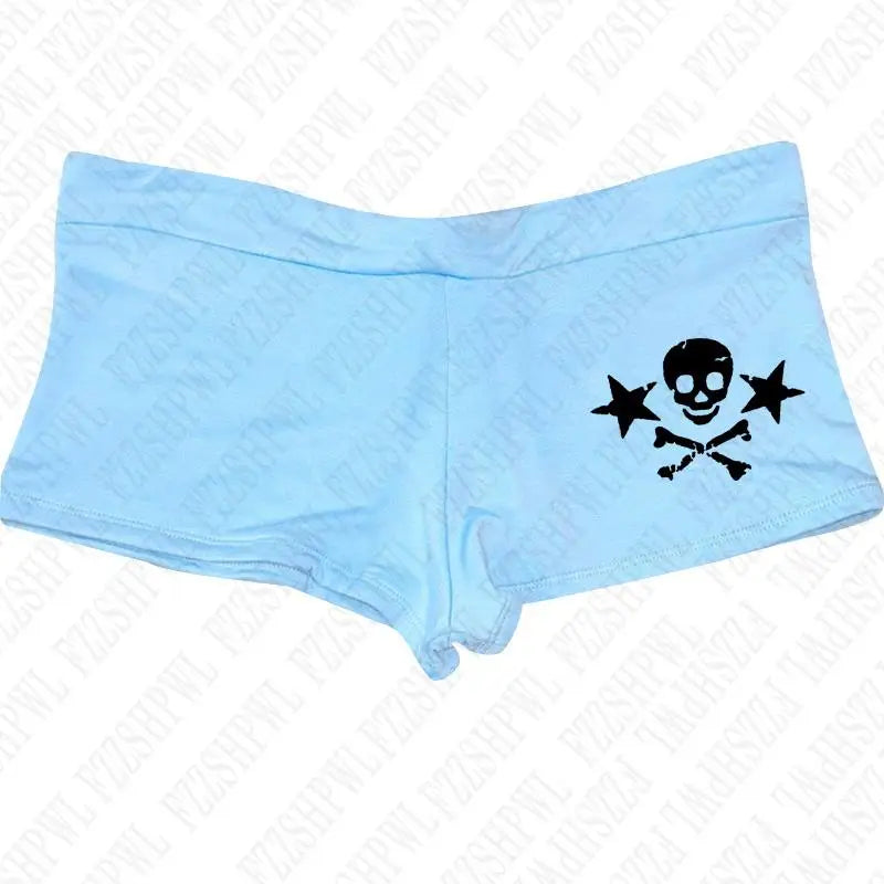 Y2k Shorts Skull Print Streetwear Gothic Graphic Camis Summer Vintage Hip Hop Sleeveless EGirl Dark Punk Sexy Harajuku Crop Top Lan