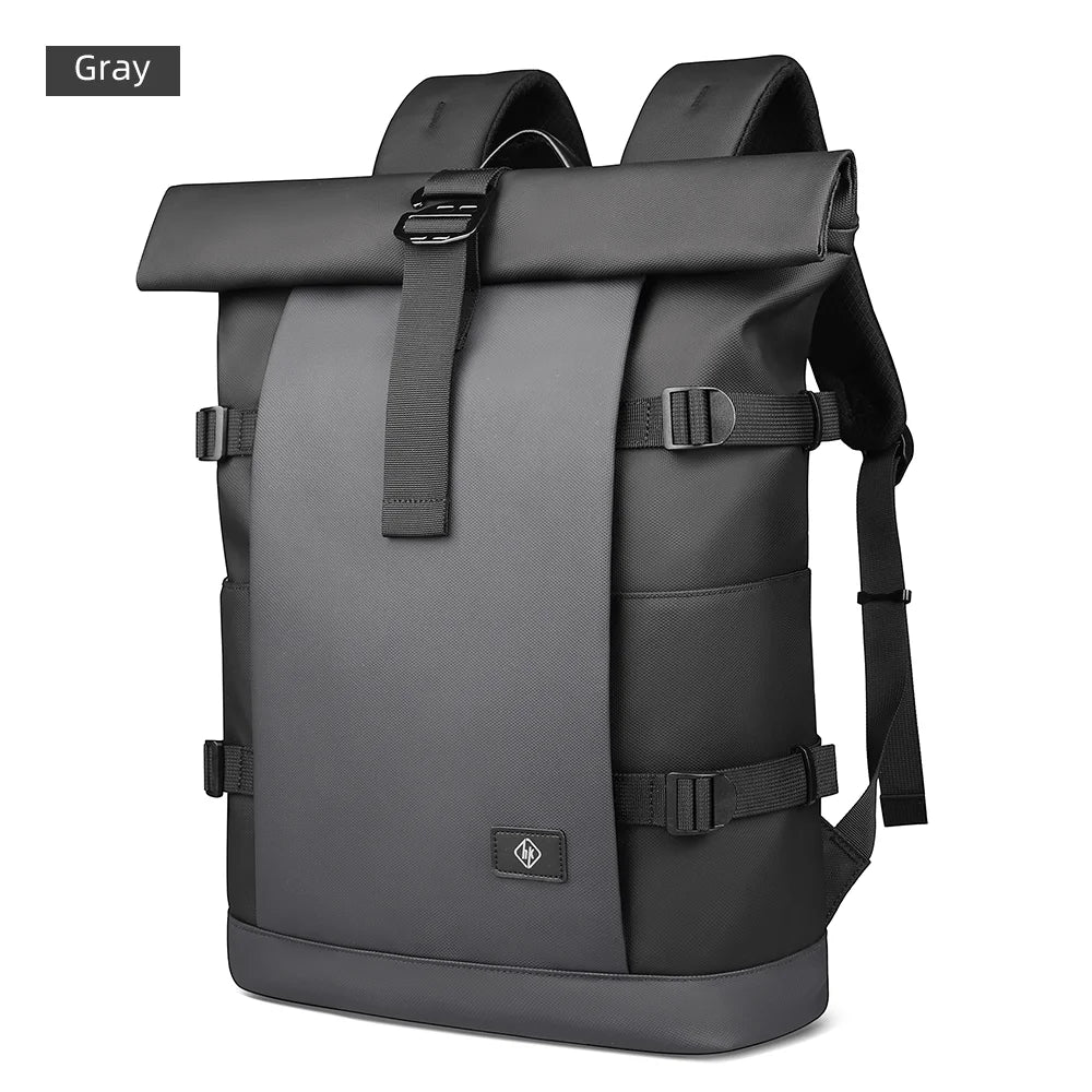 HcanKcan Expandable Roll Top Backpack Large Capacity Travel Outdoor Backpack Waterproof 17” Laptop Backpack Travel Camping Bags Grey