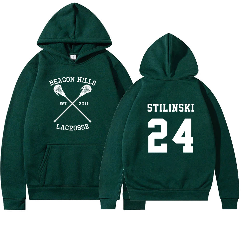 Teen Wolf Hoodie Beacon Hills Lacrosse Hoodie Stilinski 24 Teen Wolf Hooded Sweatshirt Dylan Obrien Unisex Teen Wolf Hoodies Dark Green