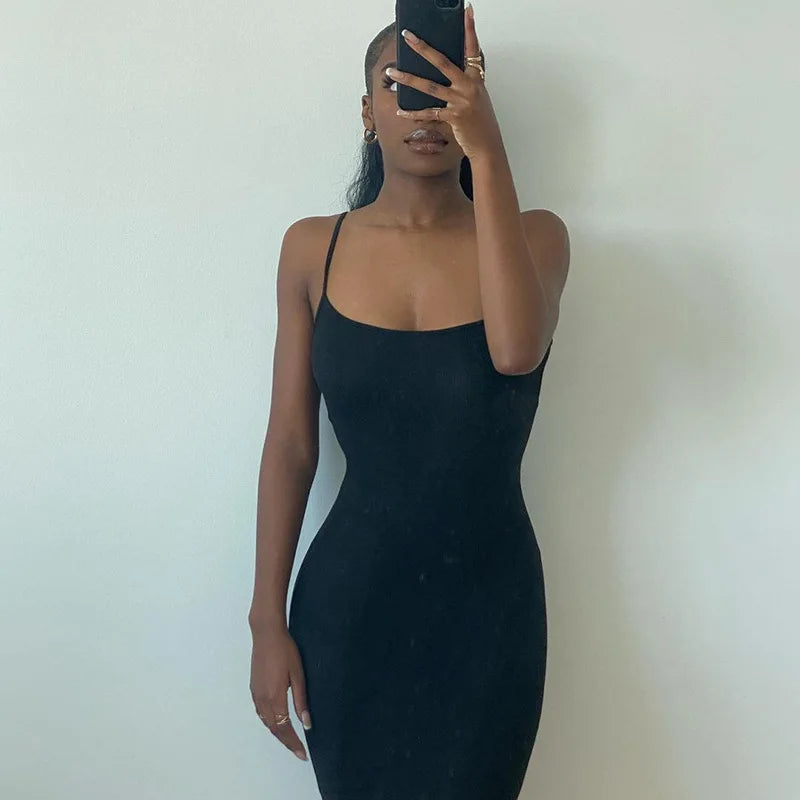 Y2K summer casual style Japanese and Korean casual women's suspender style collarless dress dress
