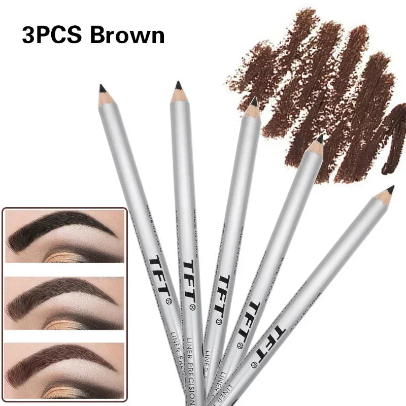 1/3pcs Eye Brow Pencil Waterproof Professional Women Eye Makeup Pen Easy Color Natural Black Brown Cosmetic Beauty Eyebrow Tool 3pcs-2