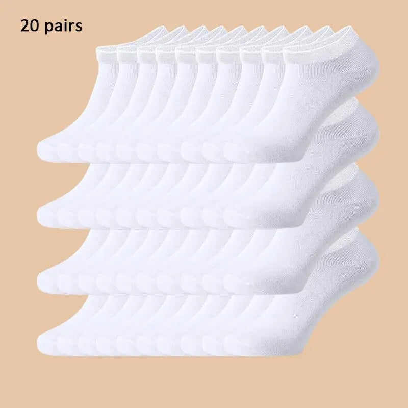 Unisex 40/20/10 Pairs of Solid Color Socks, Soft and Lightweight Ankle Socks, WOMEN'S Casual Boat Socks, Low Cut Ankle Socks Badiee Stylez