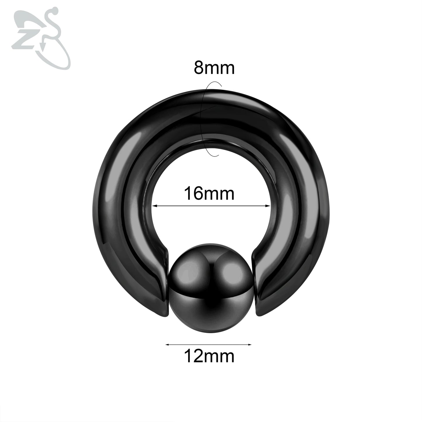 ZS 1 Piece 2/4/6/8G Black Color Stainelss Steel Horseshoe Nose Ring Men Punk Large Gauge Piercings Ear Expander Septum Piercing Style 17