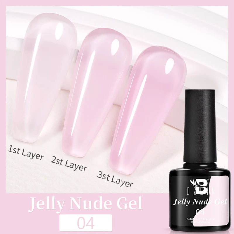 AWStorG15ml 2 IN 1 Crystal Top Coat Transparent Soak Off UV LED Nails Art Manicure Gel Nail Polish Varnishes Primer Function Gel Jelly Nude 04