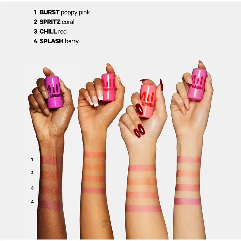 3-in-1 Milk Jelly Tint Facial Blusher Wand Moisturized Long Lasting Matte Rouge Cheek Contour Lipstick Sticker Beauty Makeup