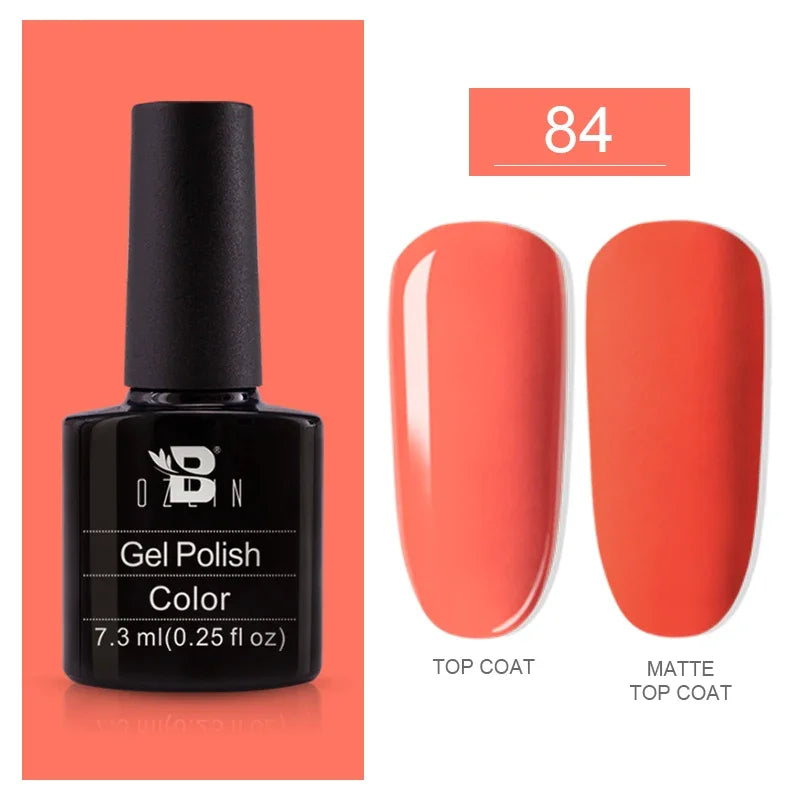 AWStorG15ml 2 IN 1 Crystal Top Coat Transparent Soak Off UV LED Nails Art Manicure Gel Nail Polish Varnishes Primer Function Gel 7.3ml color gel 84